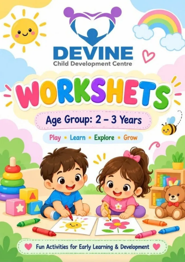 Cover of the Devine Learning Worksheet for ages 2 – 3 years