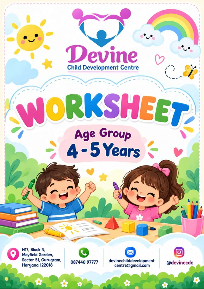 Cover of the Devine Learning Worksheet for ages 4 – 5 years