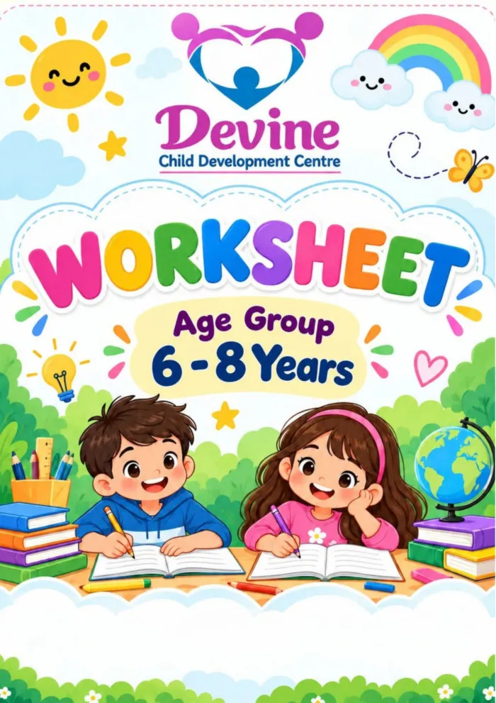 Cover of the Devine Learning Worksheet for ages 6 – 8 years