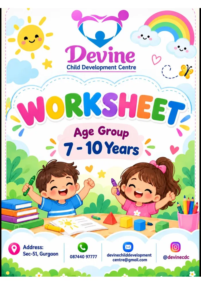 Cover of the Devine Learning Worksheet for ages 7 – 10 years